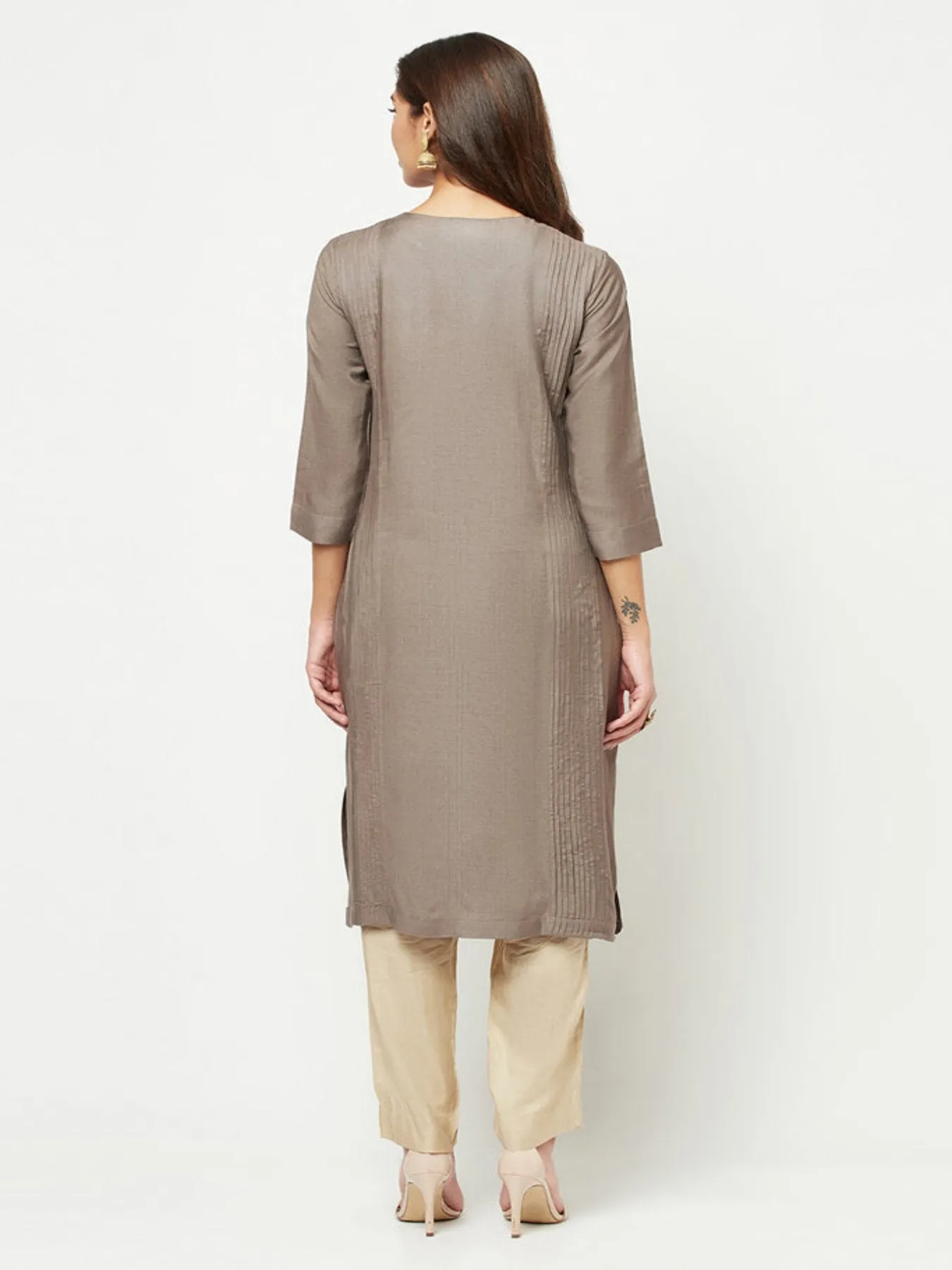 Grey Straight Fit Kurta