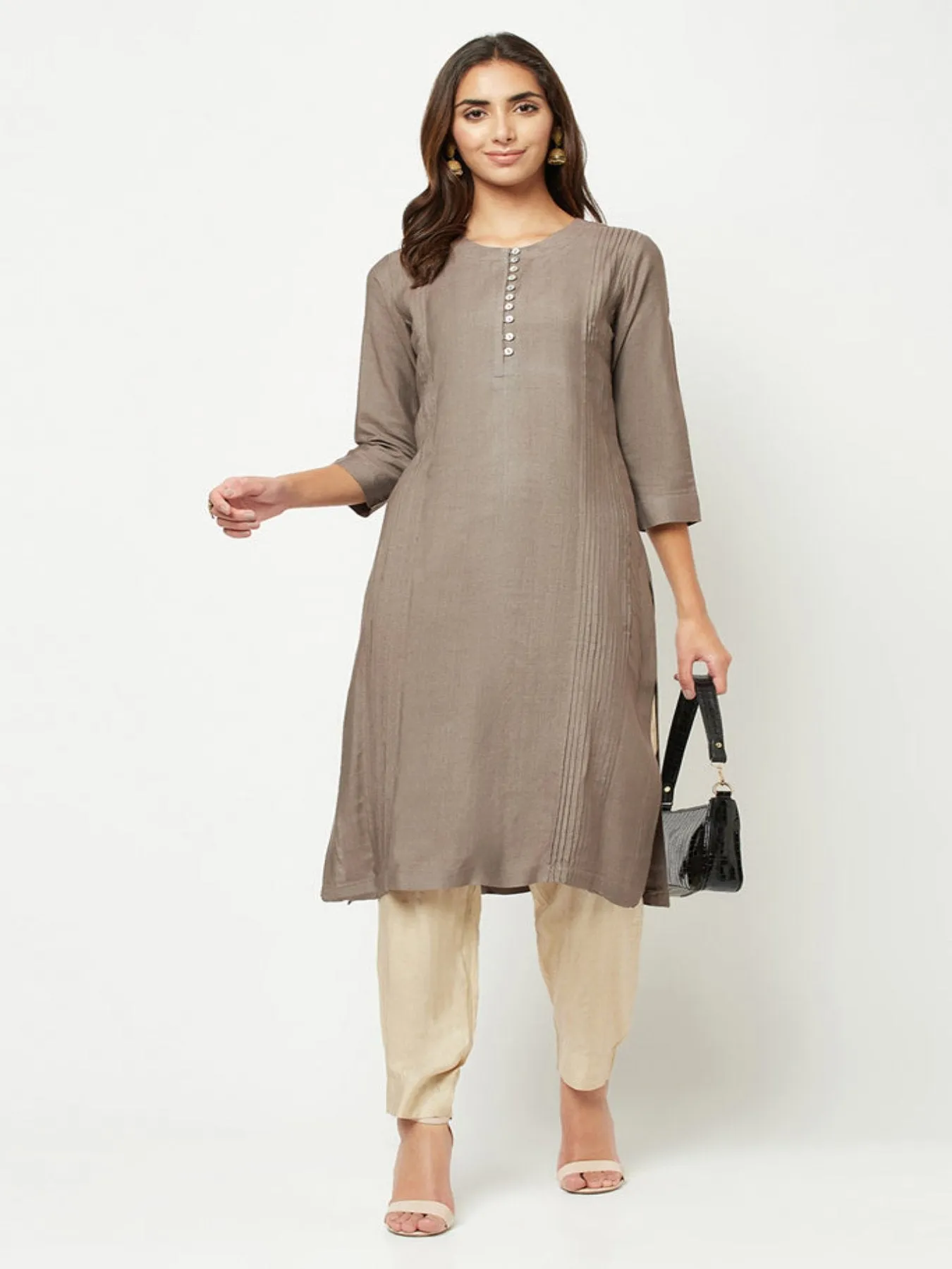 Grey Straight Fit Kurta