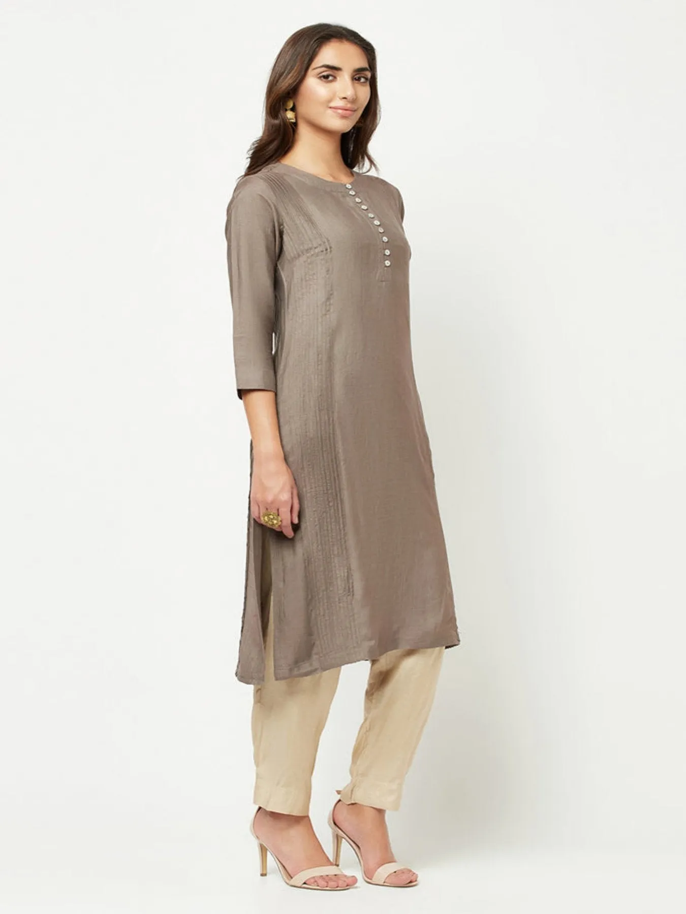 Grey Straight Fit Kurta