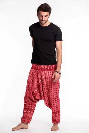 Hill Tribe Elephant Men's Elephant Pants in Red