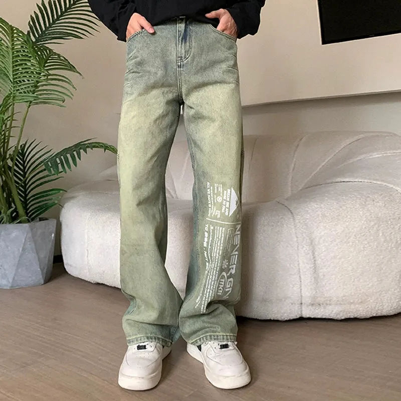 Holo Stone Wash Lettered Jeans