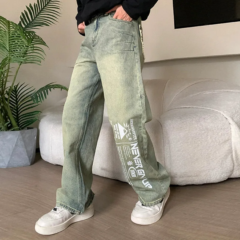 Holo Stone Wash Lettered Jeans