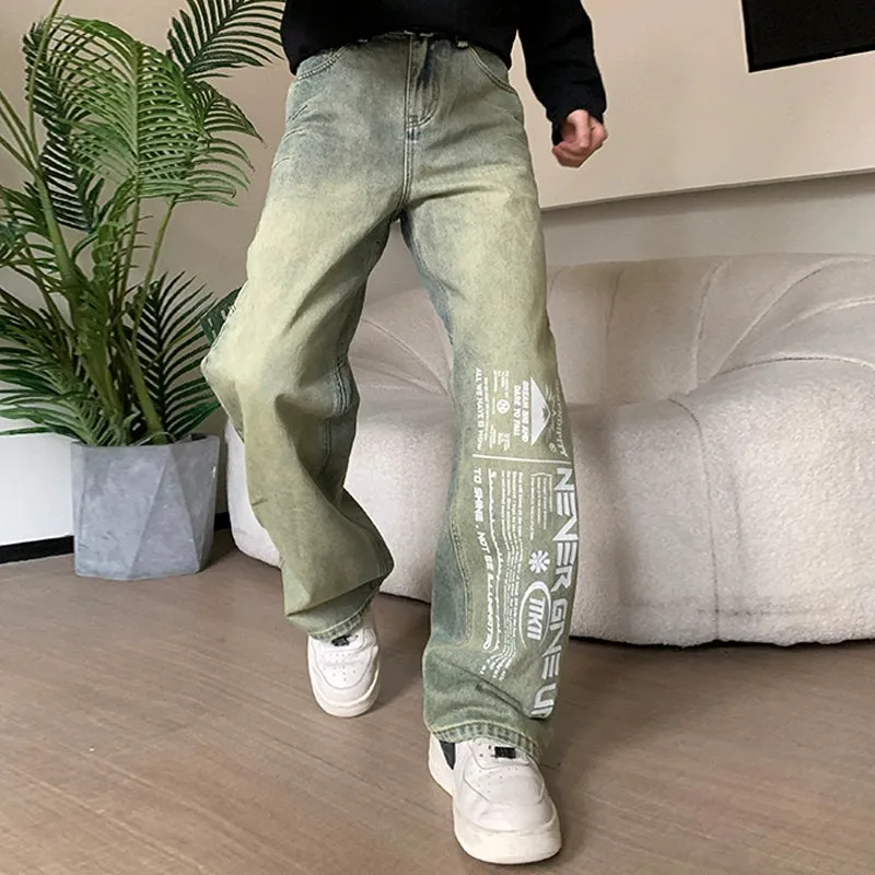 Holo Stone Wash Lettered Jeans