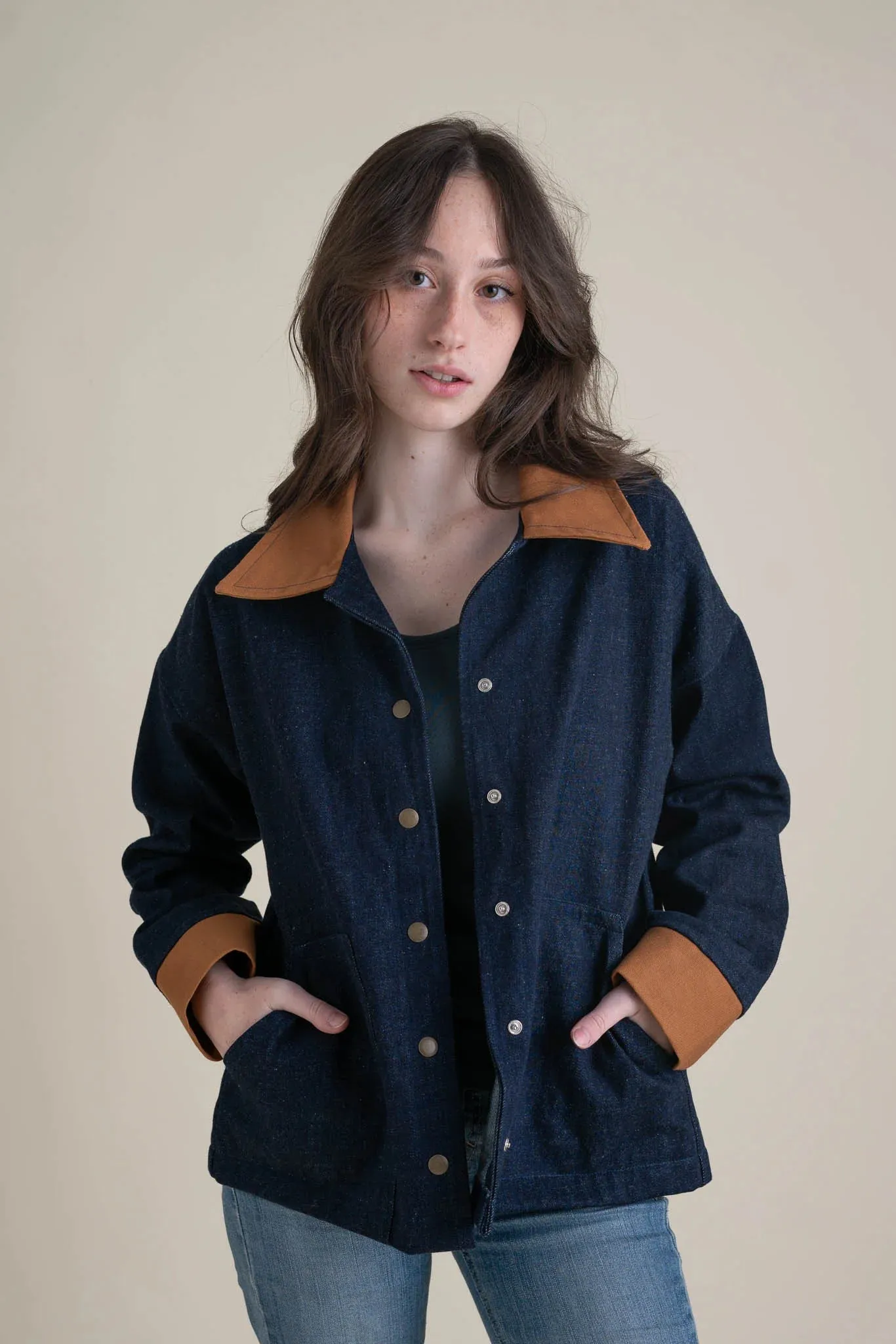 Homestead Jacket - Denim with Caramel