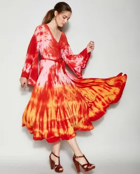 INDIAN SUNRISE TIE DYE WRAP DRESS