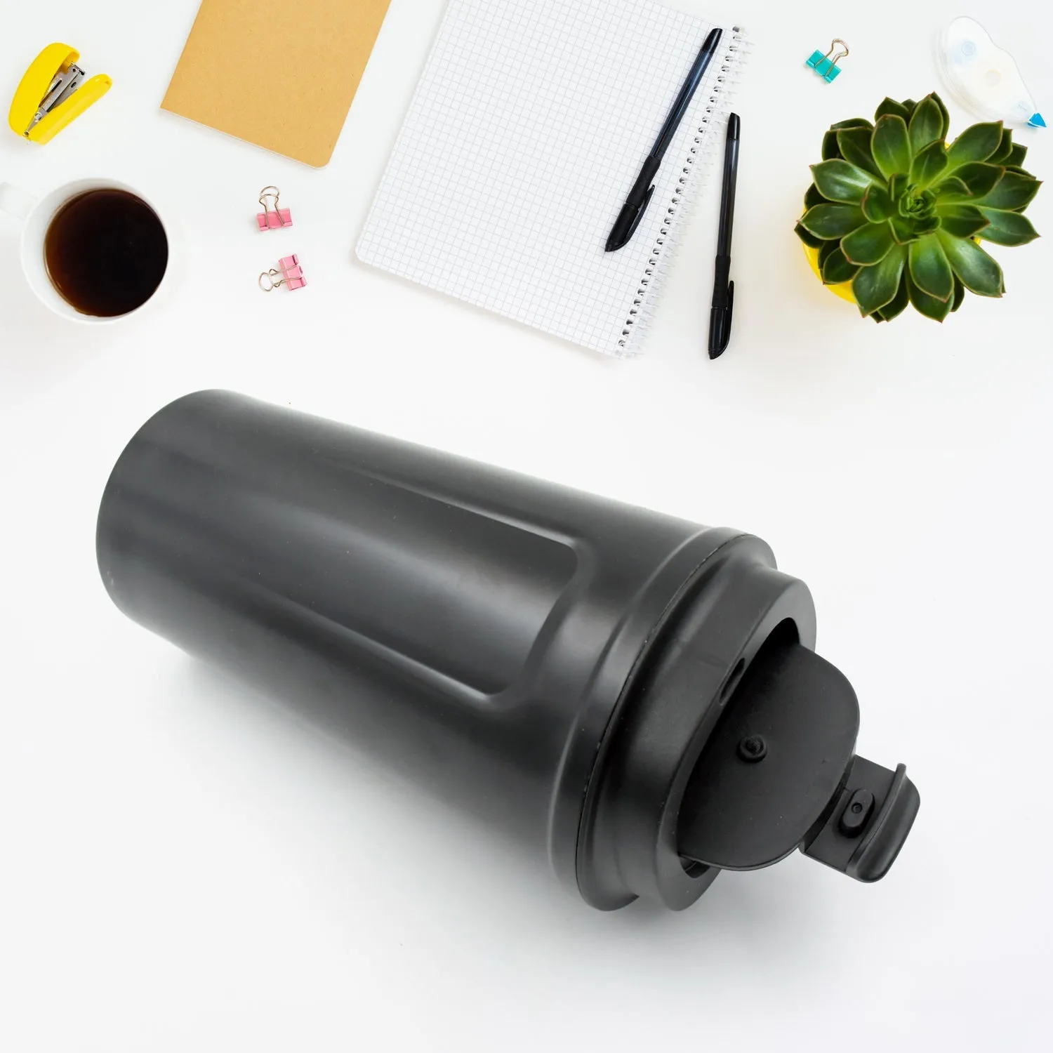 Inside Stainless Steel & Outside Plastic Vacuum Insulated  Insulated Coffee Cups Double Walled Travel Mug, Car Coffee Mug with Leak Proof Lid Reusable Thermal Cup for Hot Cold Drinks Coffee, Tea (1 Pc)