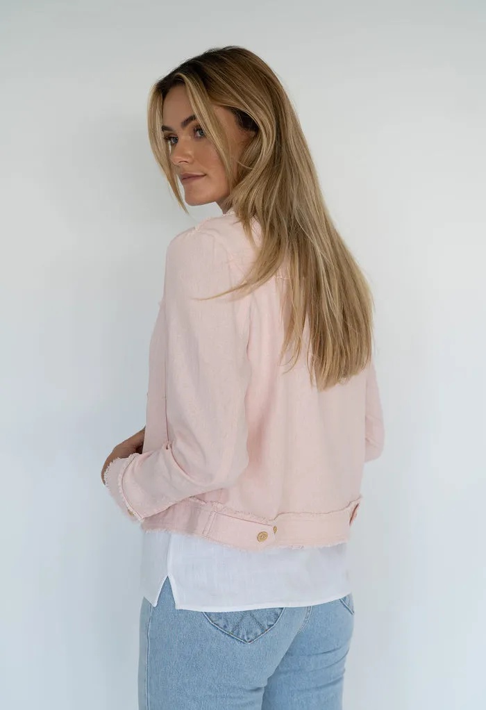 Isabella Linen Jacket in Sea Foam, White, Pink and now available in Black by Humidity