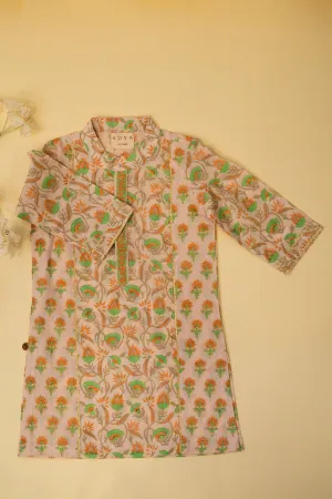 Jaal And Booti Floral Kurta - Baby Pink