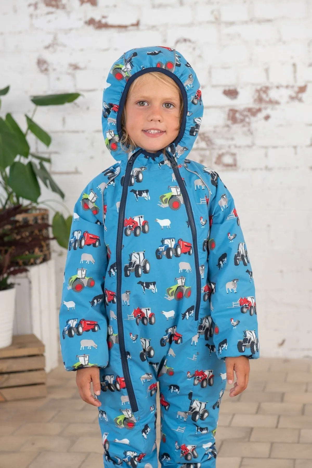 Jamie Puddlesuit - Blue Farm Print