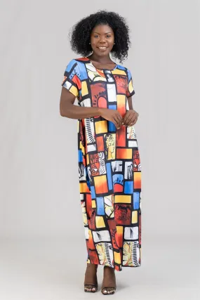 KaraChic CHH22025 Print Knit Maxi Dress