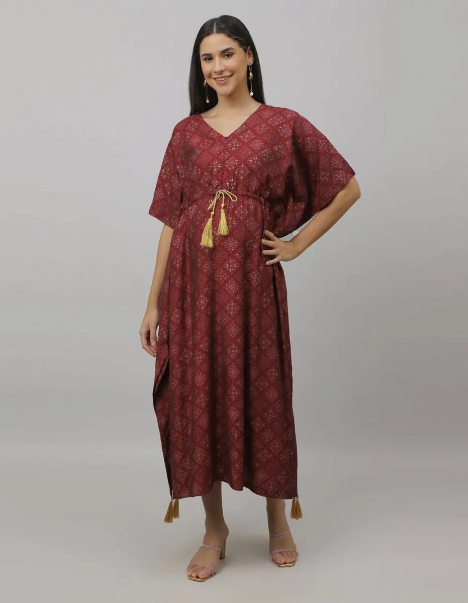 Laal Ishq Maternity and Nursing Kaftan Dress