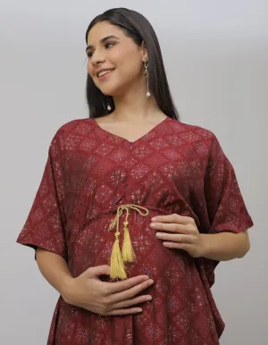 Laal Ishq Maternity and Nursing Kaftan Dress