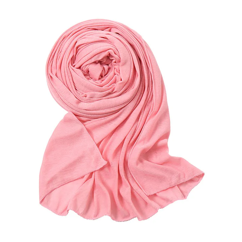 Lightweight Stretch Jersey Hijab – Solid Color, Breathable & Sun-Protective – Elegant Shawl for Daily Wear