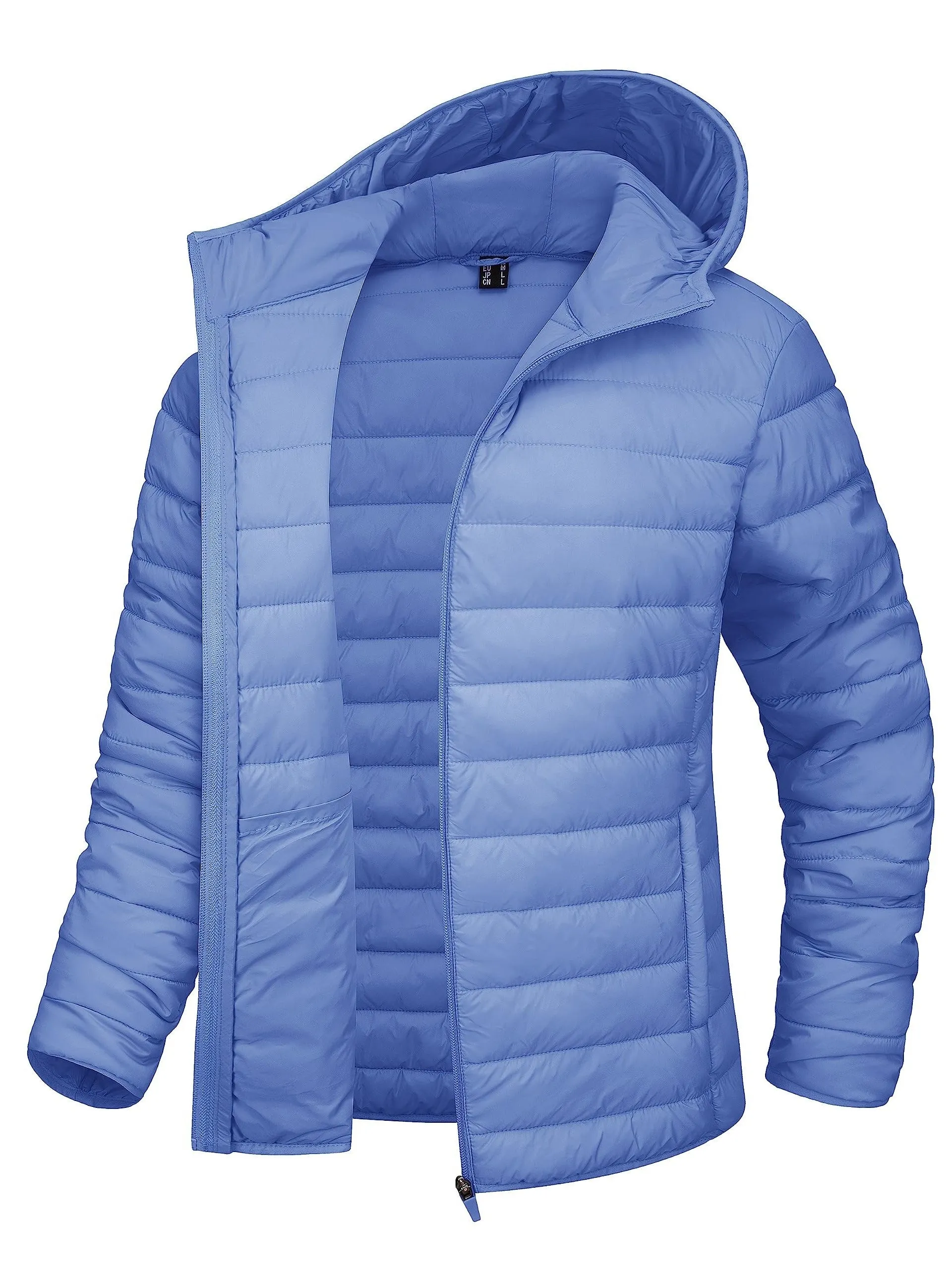 Lightweight Women's Puffer Jacket - Cute Hooded Windproof Quilted Coat with Zipper Pocket for Spring and Fall Outdoor Activities, Hiking, Camping, and Daily Casual Wear