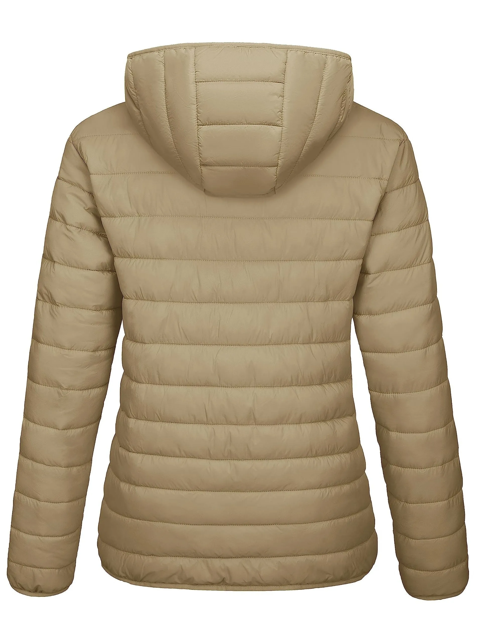 Lightweight Women's Puffer Jacket - Cute Hooded Windproof Quilted Coat with Zipper Pocket for Spring and Fall Outdoor Activities, Hiking, Camping, and Daily Casual Wear