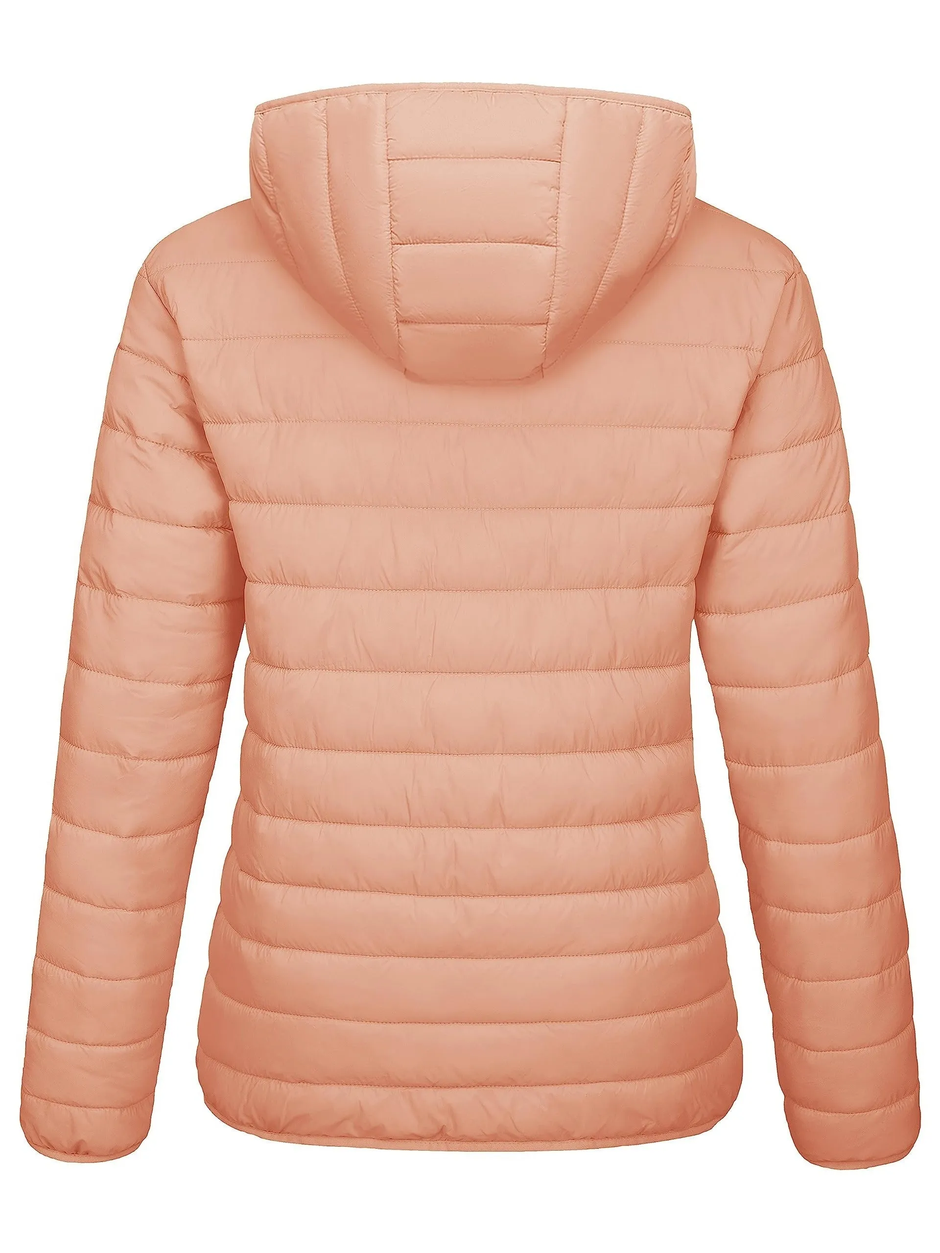 Lightweight Women's Puffer Jacket - Cute Hooded Windproof Quilted Coat with Zipper Pocket for Spring and Fall Outdoor Activities, Hiking, Camping, and Daily Casual Wear