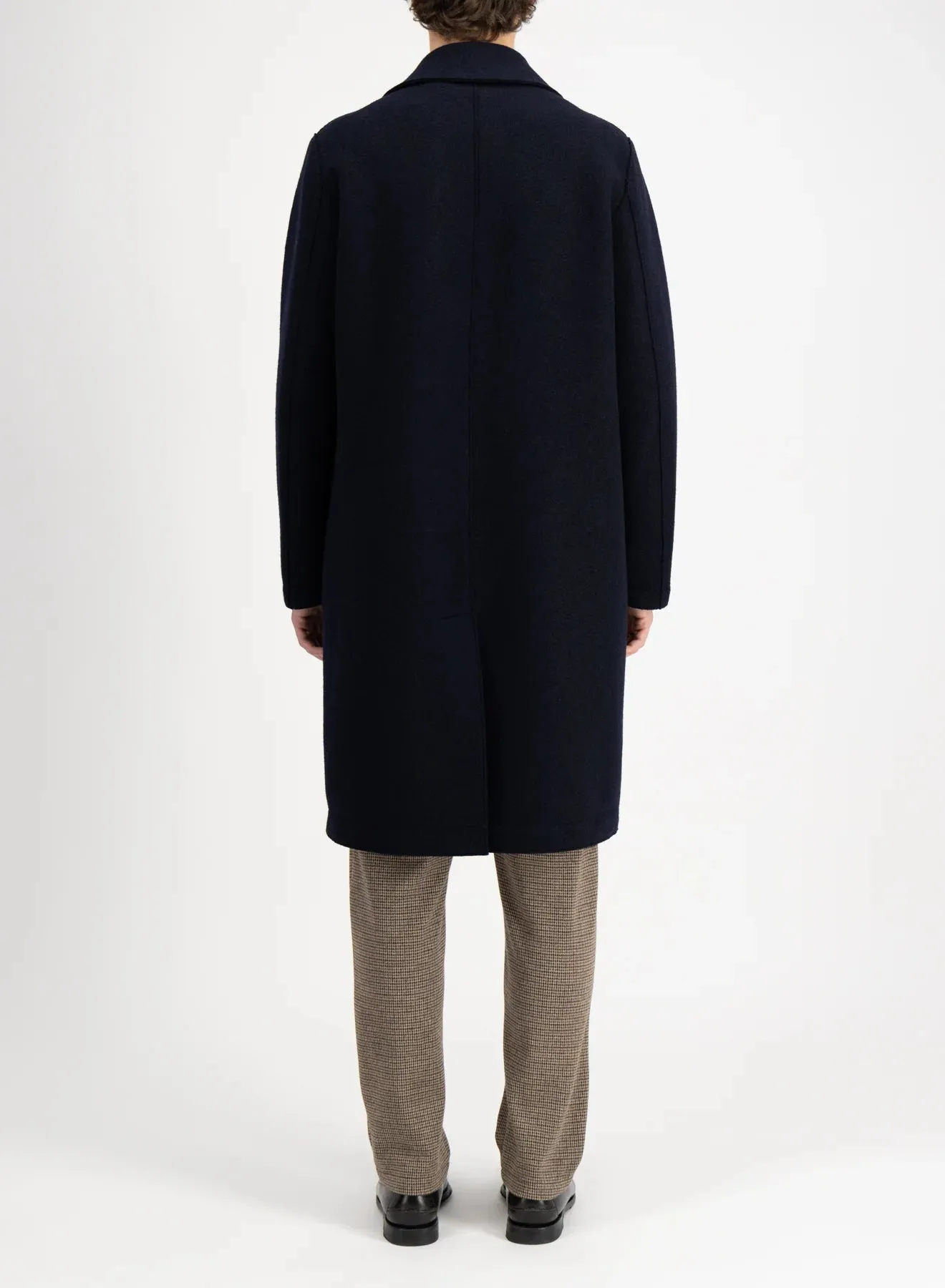 Long peacoat boiled wool- Navy Blue