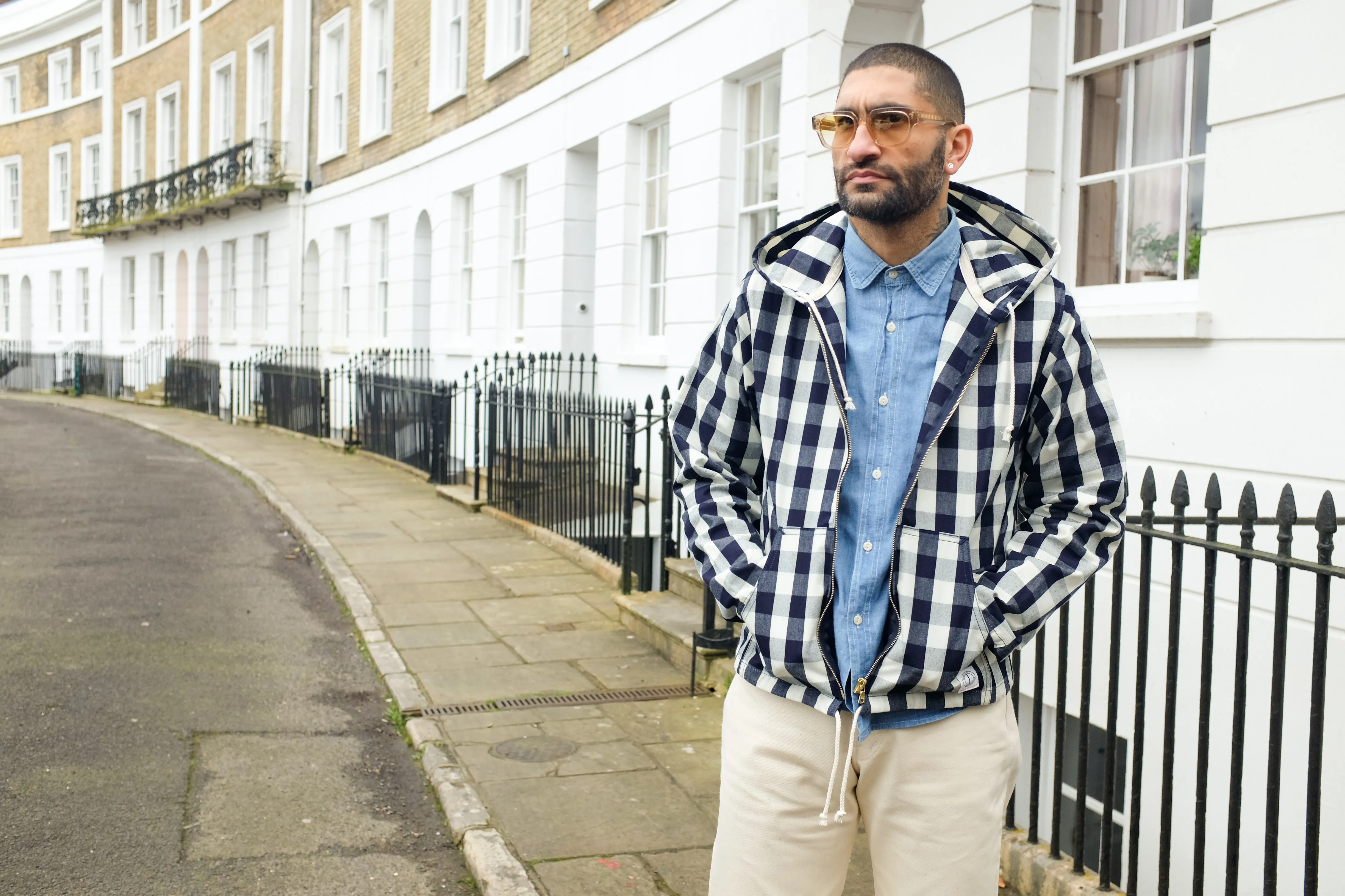 LOT 31 INDIGO CHECK HOODIE