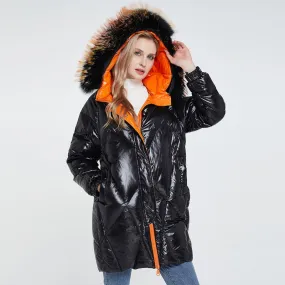 Luxy Moon Ladies Long Puffer Jackets With Real Fur Hood