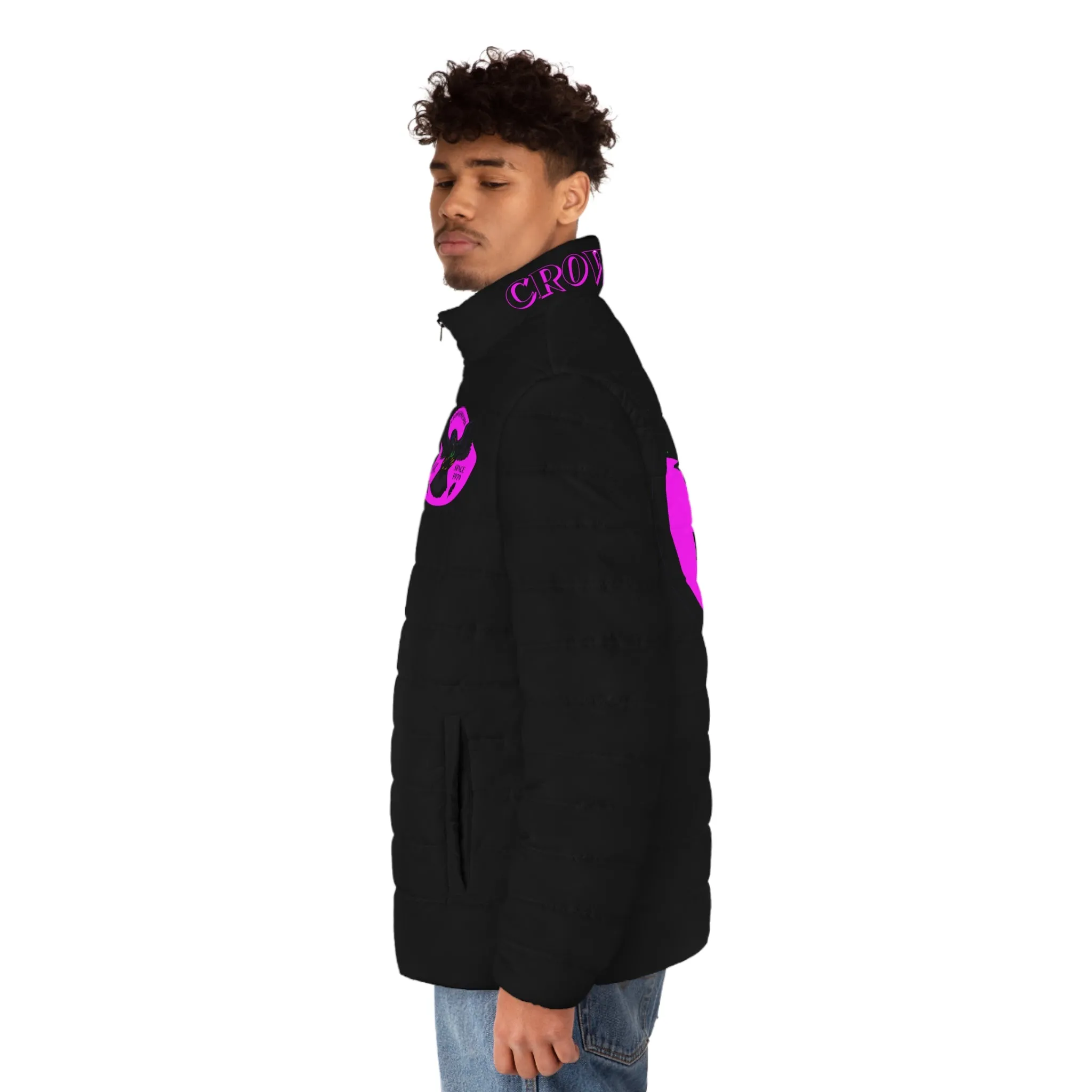 Men's 3rd GEN Puffer Jacket, BLACK W/ PINK LOGO