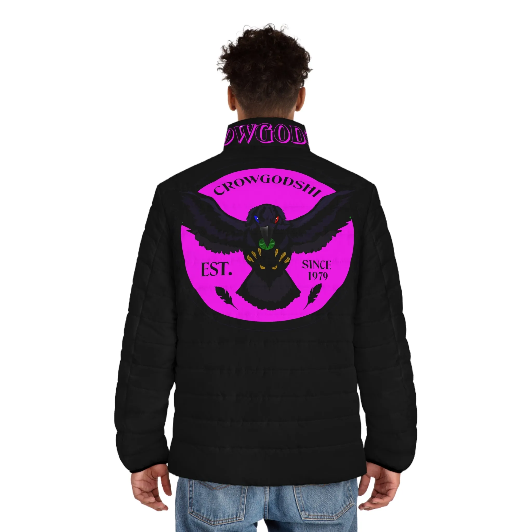 Men's 3rd GEN Puffer Jacket, BLACK W/ PINK LOGO