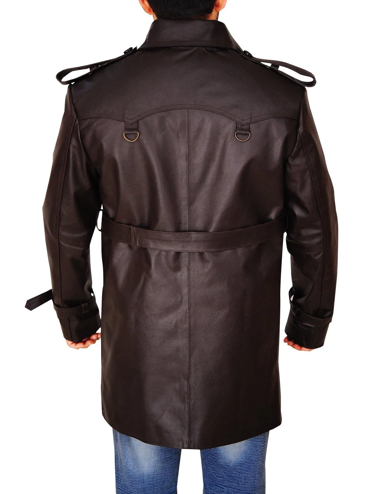 Men's Premium Brown Genuine Leather Peacoat