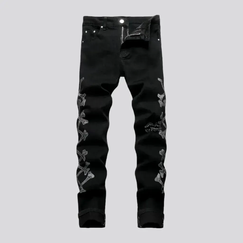 Mid rise painted skinny men's jeans