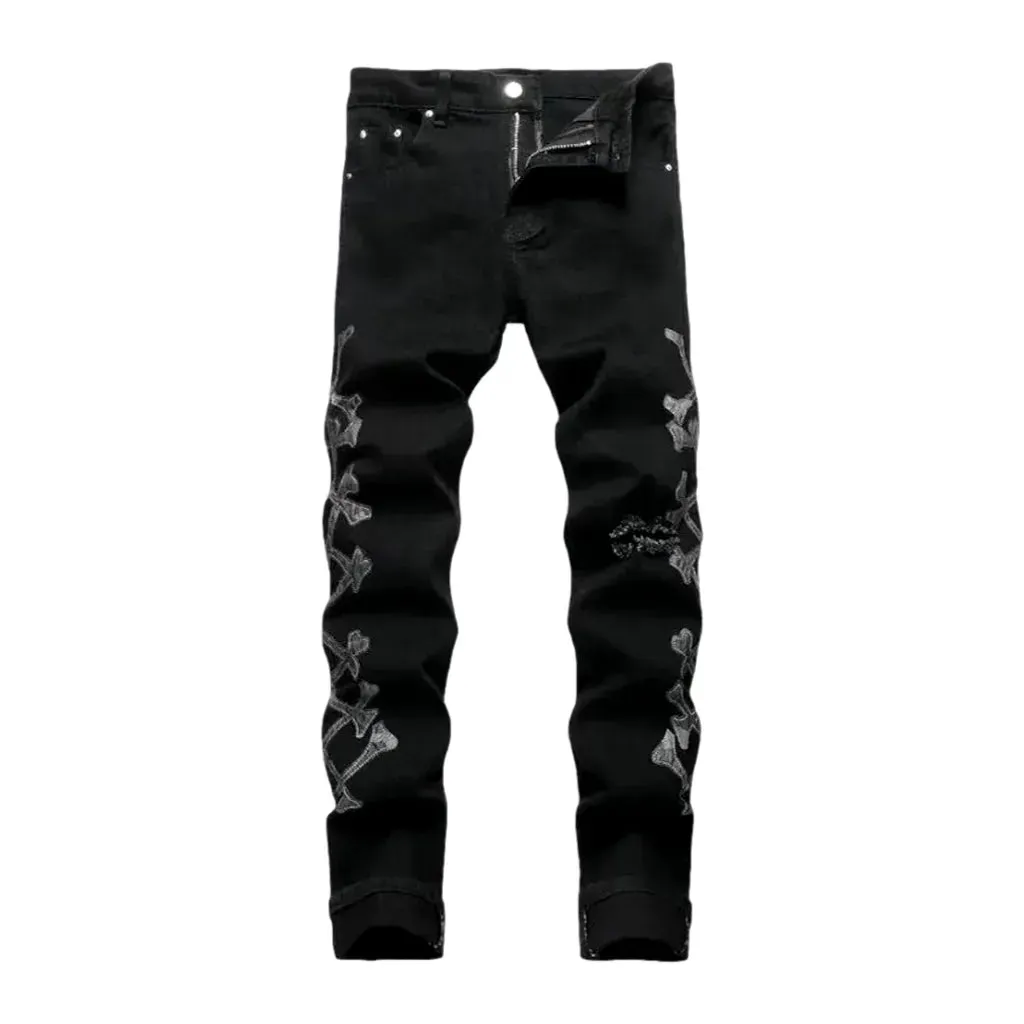 Mid rise painted skinny men's jeans