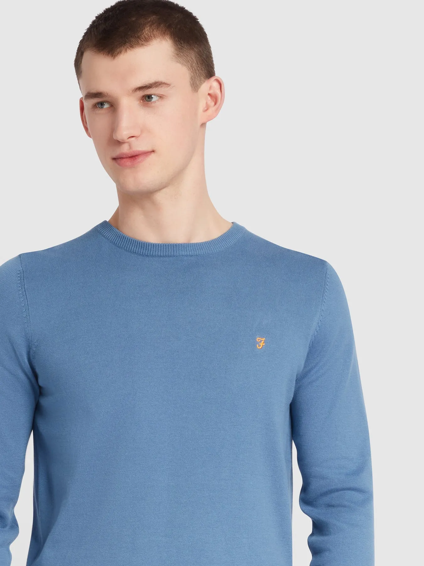 Mullen Cotton Crew Neck Jumper In Sheaf Blue