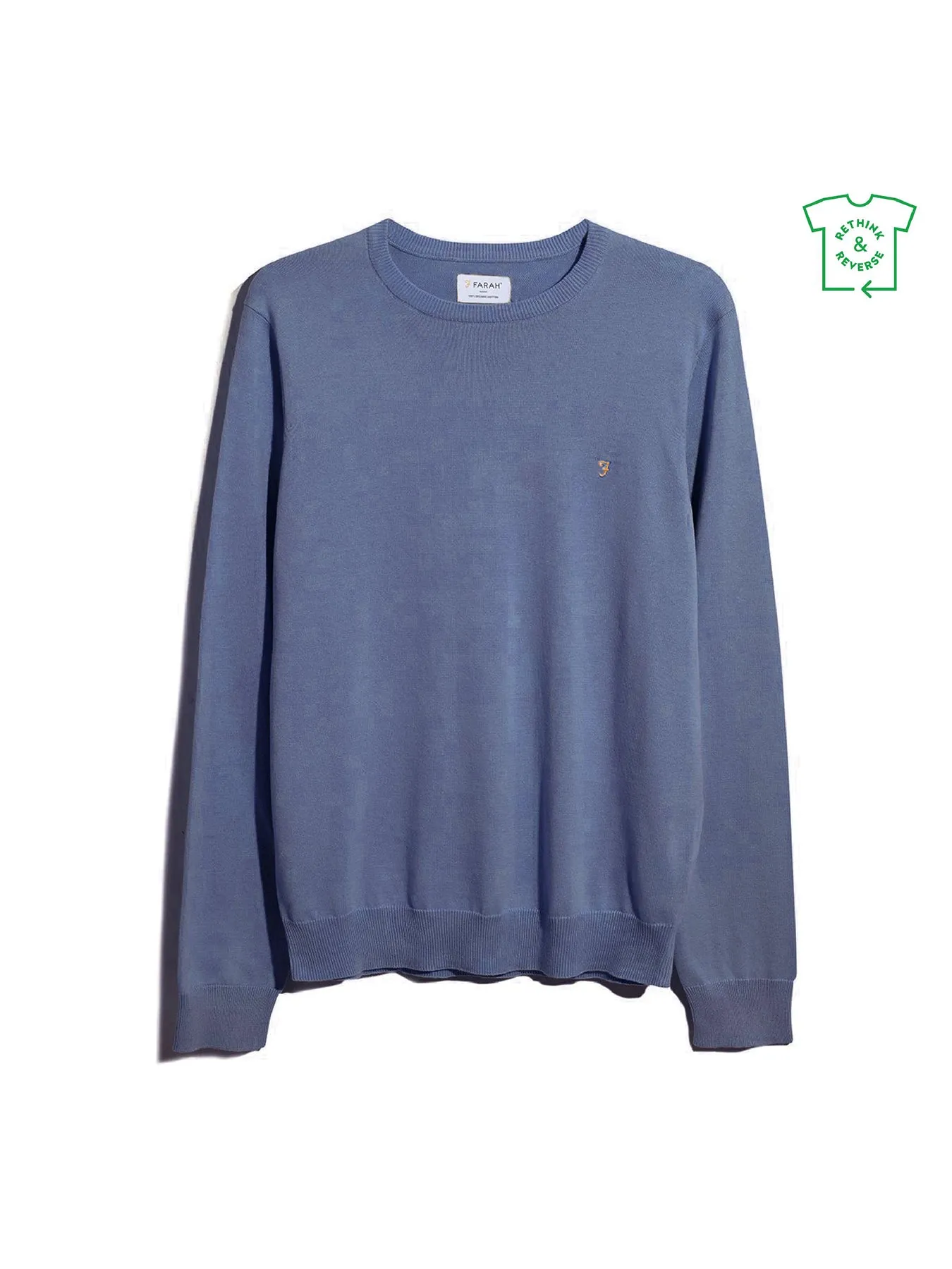 Mullen Cotton Crew Neck Jumper In Sheaf Blue