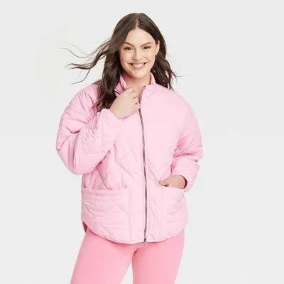 New - All In Motion Women's Zip-Up Winter Lightweight Puffer Jacket Relaxed Fit