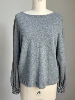 Nimpy Clothing upcycled 100% cashmere grey bell sleeve jumper medium