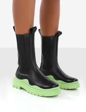 Oakley Black and Green Chunky Sole Ankle Boots