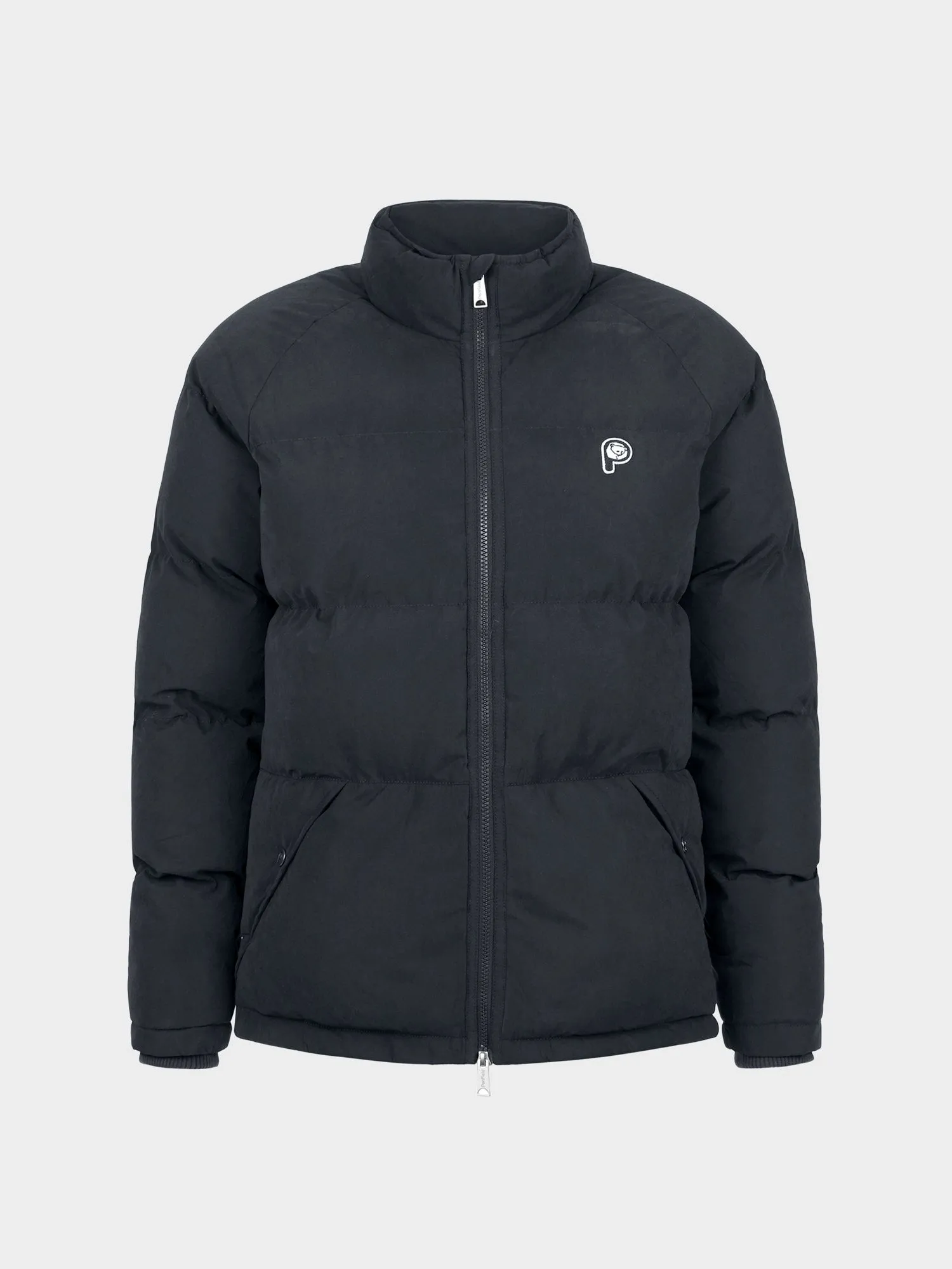 P Bear Funnel Neck Puffer Jacket in Black