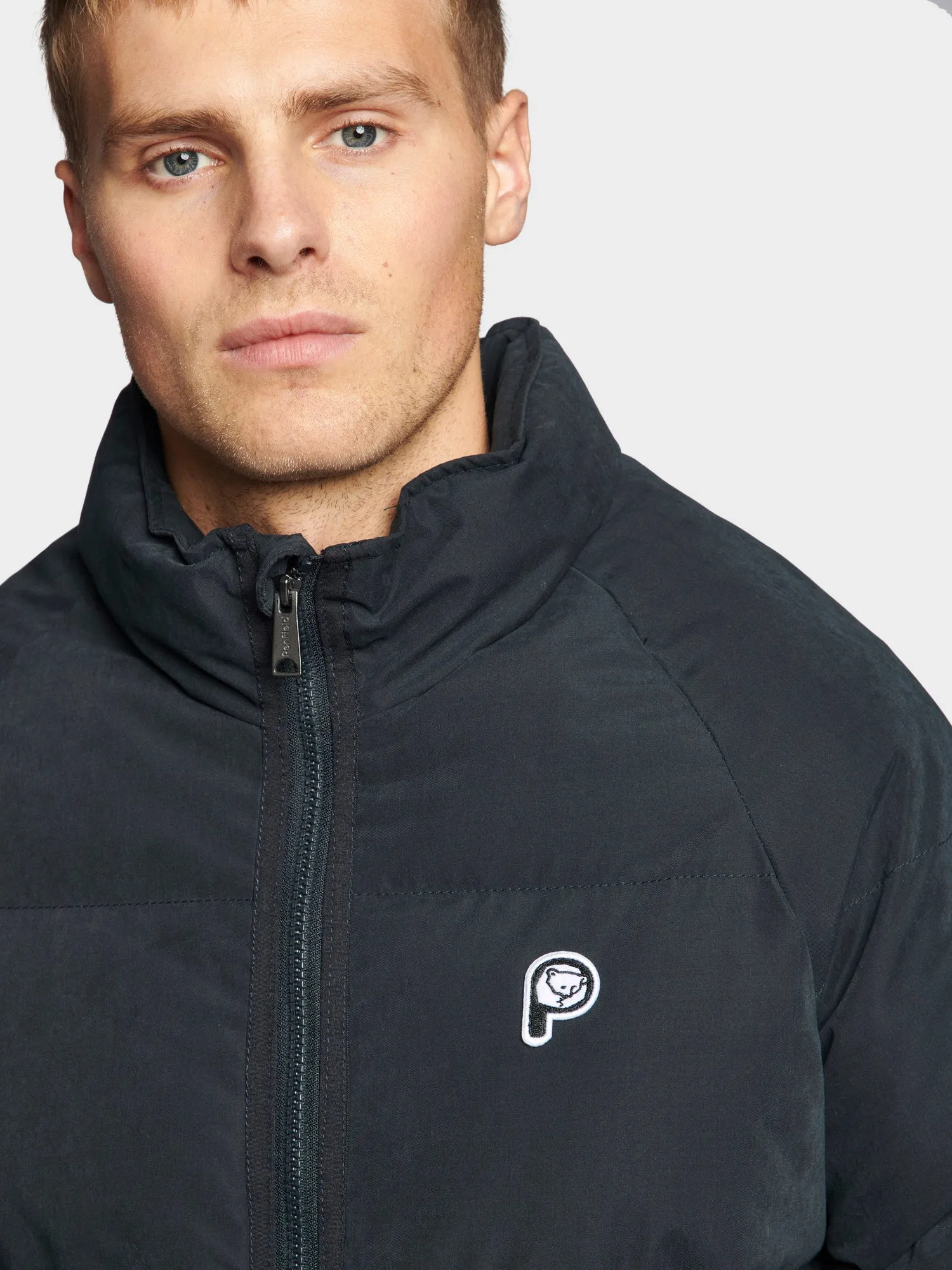 P Bear Funnel Neck Puffer Jacket in Black