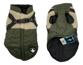 Parka Outdoor Para Mascotas Con Arnés Verde Talla Xl