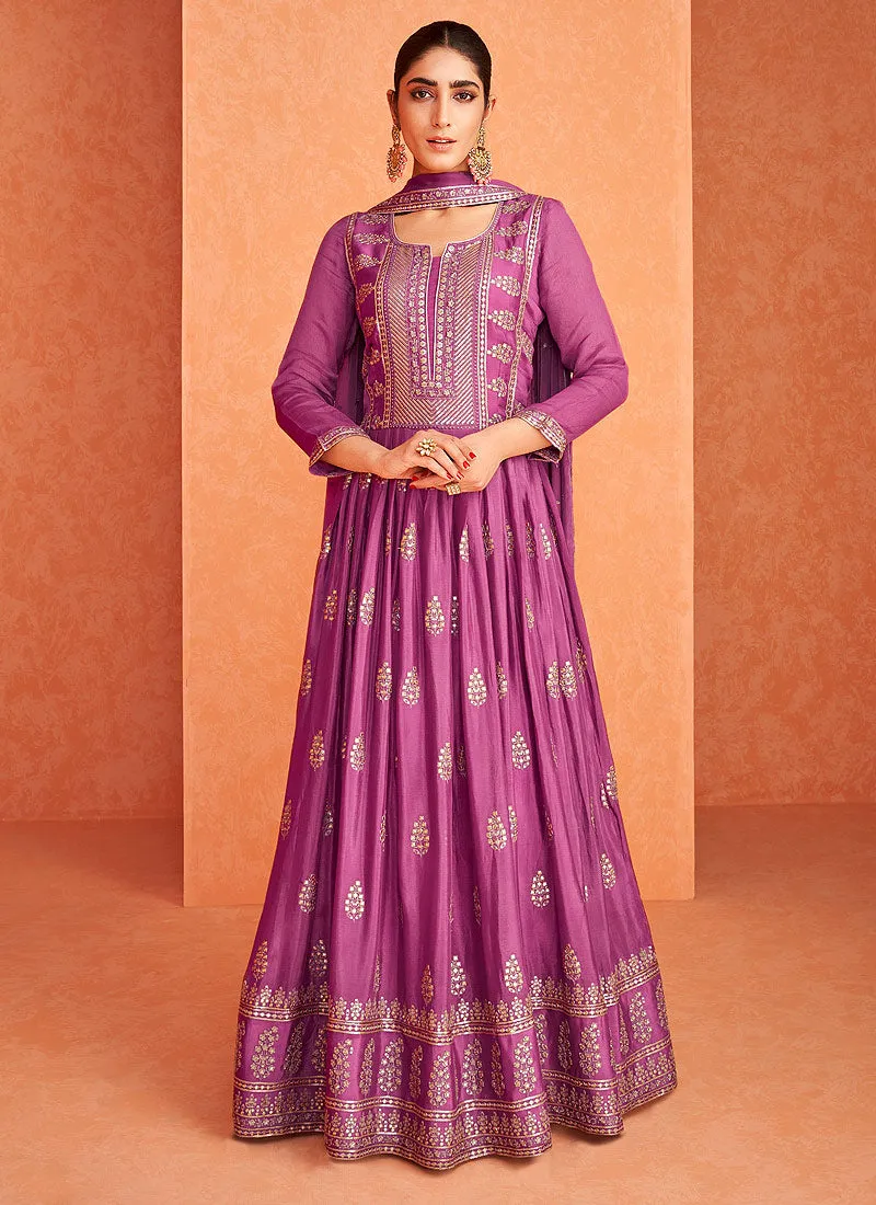 Peppy Pink Sequence Embroidered Anarkali Suit