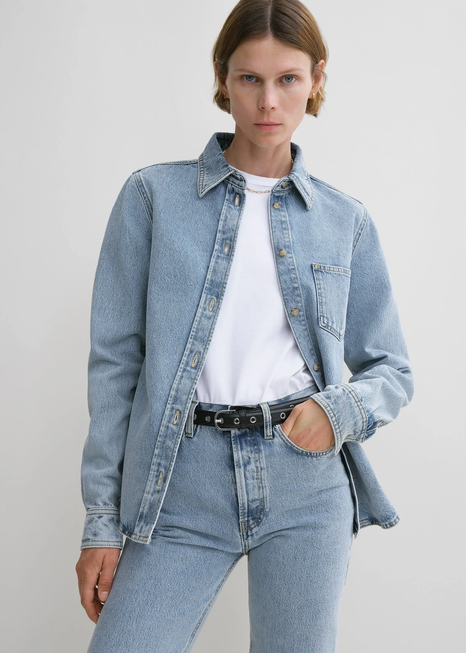 Petite denim shirt cool blue