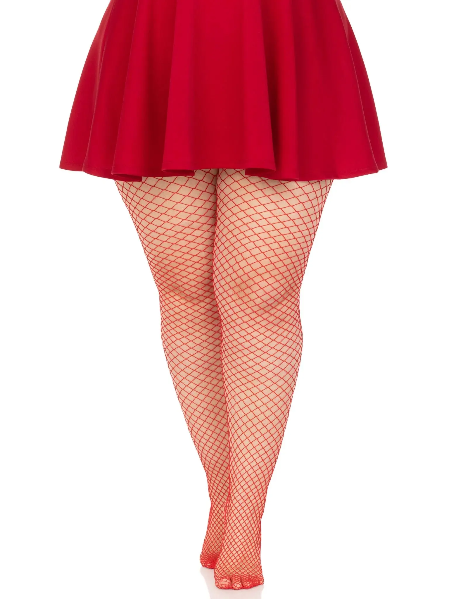 Plus Size Industrial Fishnet Pantyhose in Red