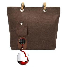 PortoVino City Wine Tote (Chocolate) - Fashionable Wine Purse with Hidden, Insulated