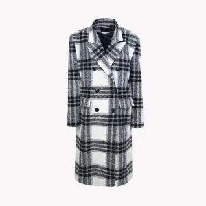 Pre Order:  Black and White Plaid Coat