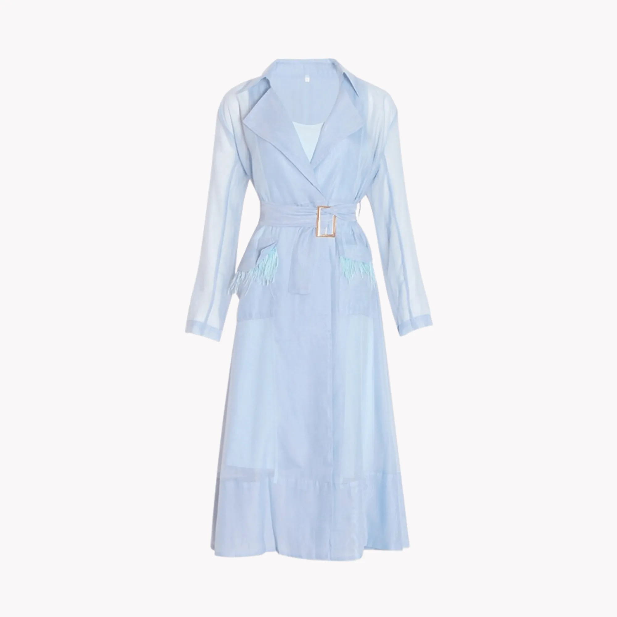 Pre Order:  Feather Pockets Sheer Trench Coat