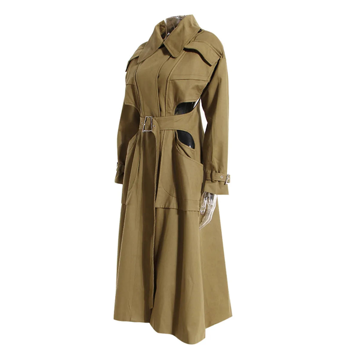 Pre Order:  Waist Cutout Belted Trench Coat