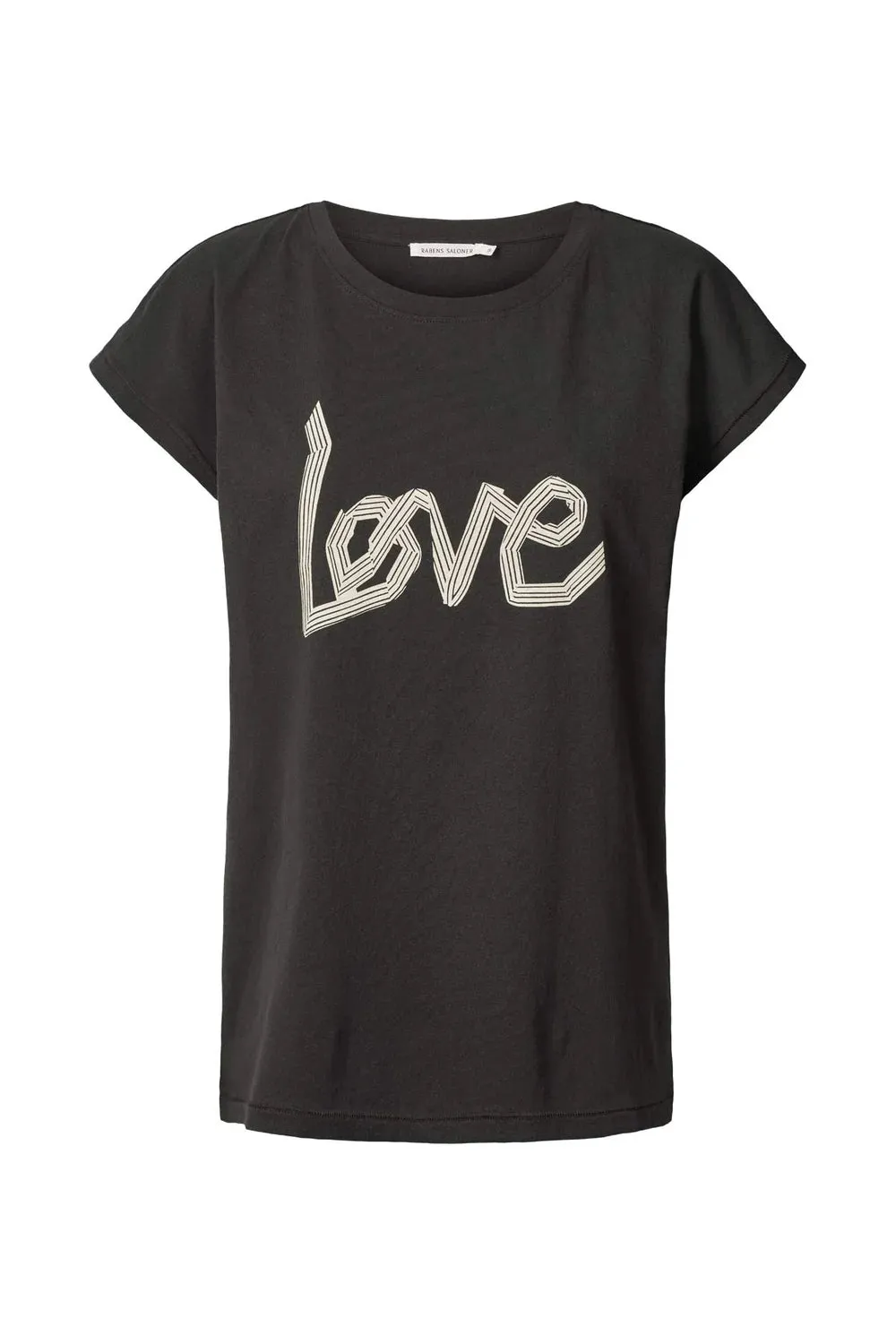 Rabens Saloner Anira Ribben Love Tee in Black