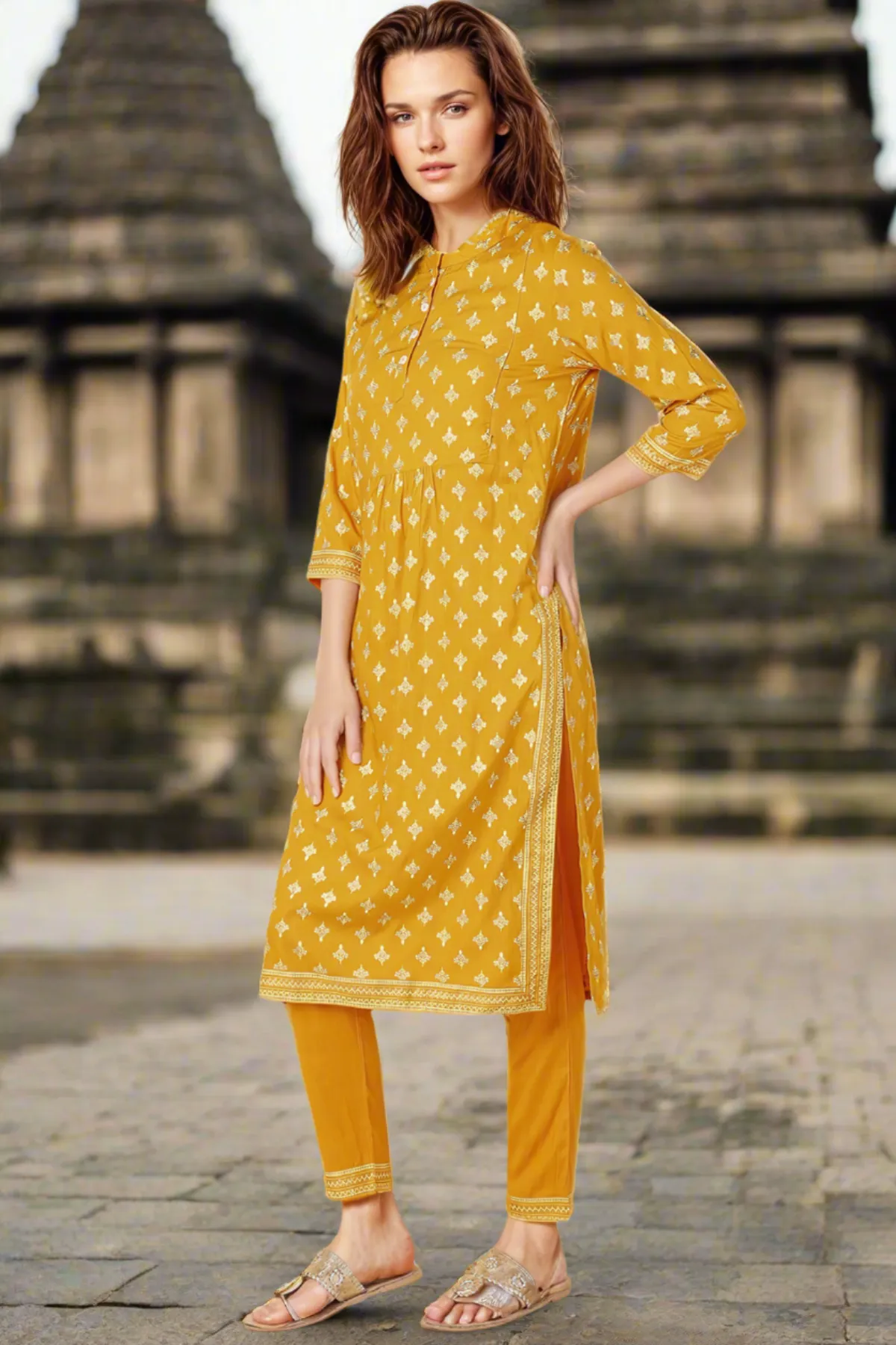 Radiant Yellow Maternity Kurti Pant Set