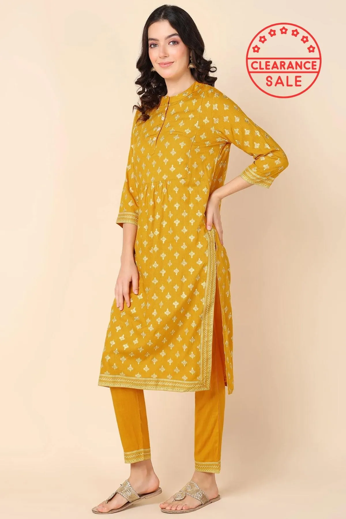 Radiant Yellow Maternity Kurti Pant Set