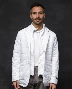 Rare Rabbit Men Alter Off White Polyester Fabric Full Sleeve Lapel Neck Button And Zip Closure Plain Jacket