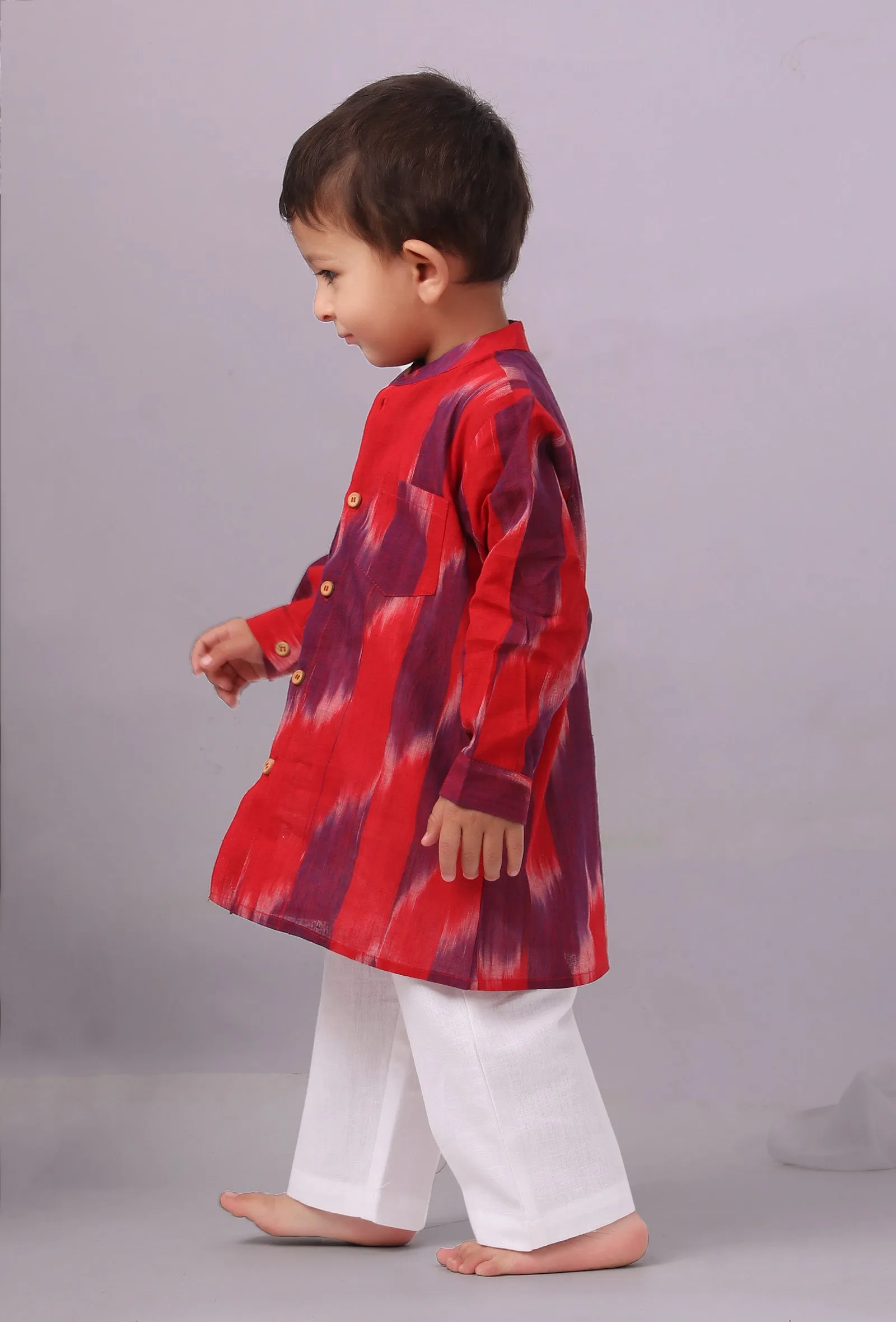 Red Ikat Kurta Shirt