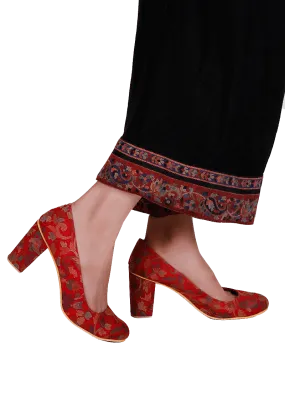 Red Kani Block Heel Pumps