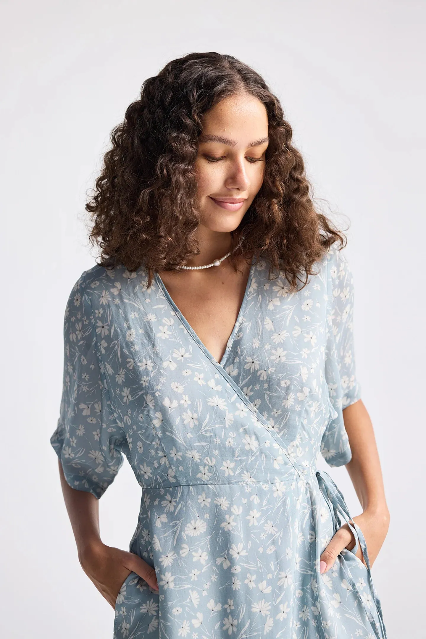 Reistor Maxi Wrap Dress in Light Blue Florals | NEW COLLECTION